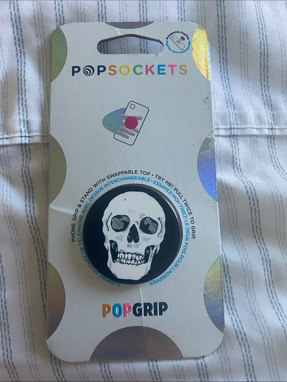 PopSocket PopGrip Phone Grip in White and Blue Accent